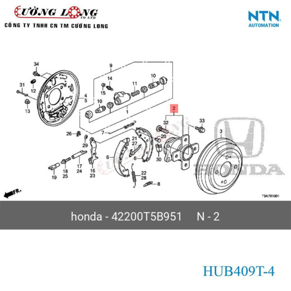 Bạc đạn bánh sau Honda City- NTN HUB409T-4 - Ảnh 4