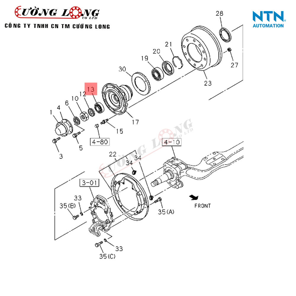 BẠC ĐẠN BÁNH TRƯỚC NGOÀI ISUZU GIGA – FVR34 NTN HH506349/10